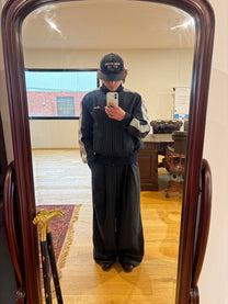 Navy Blue Pinstripe Track Jacket