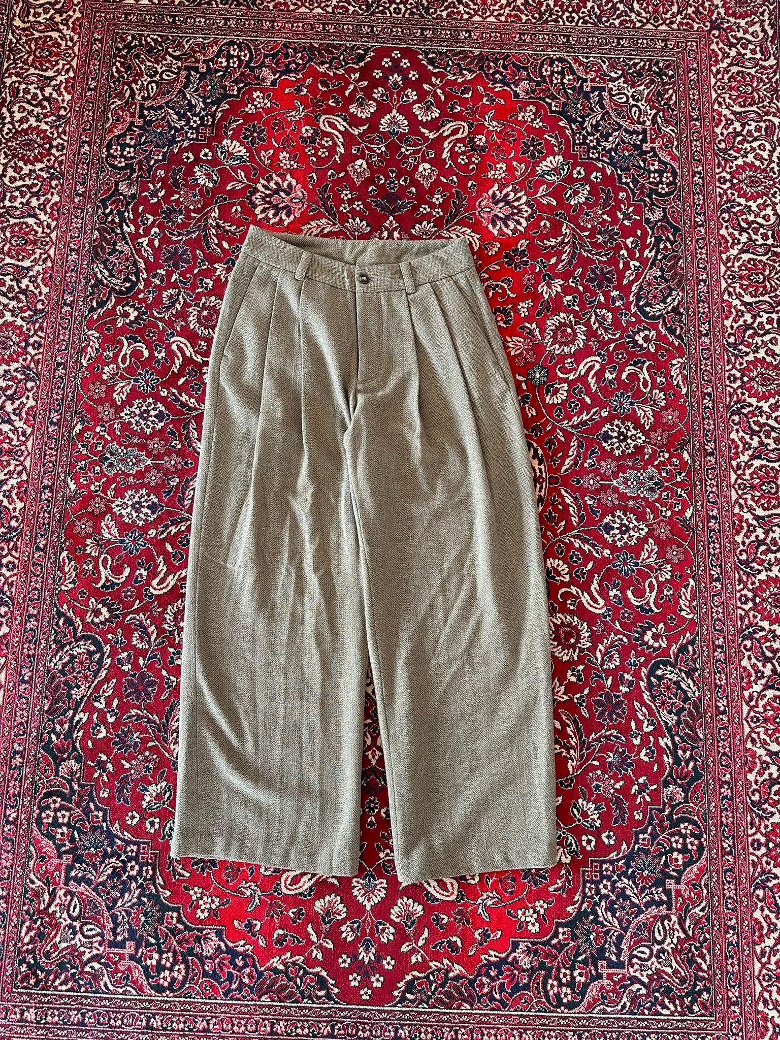 Green Herringbone Pant