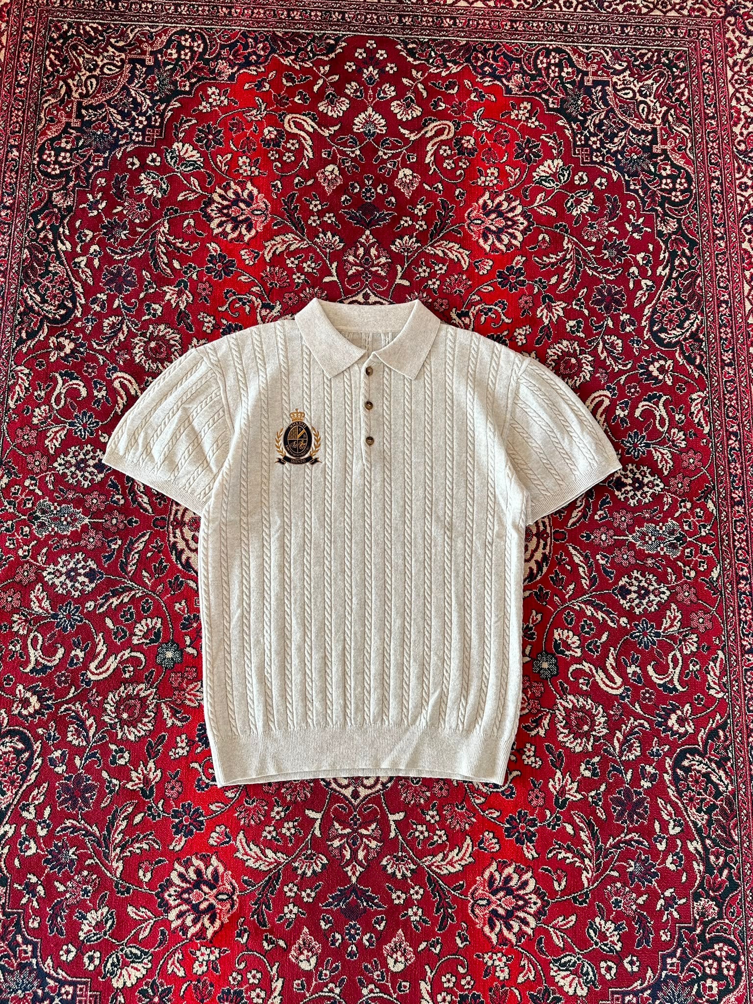 Cashmere Cable Knit Polo