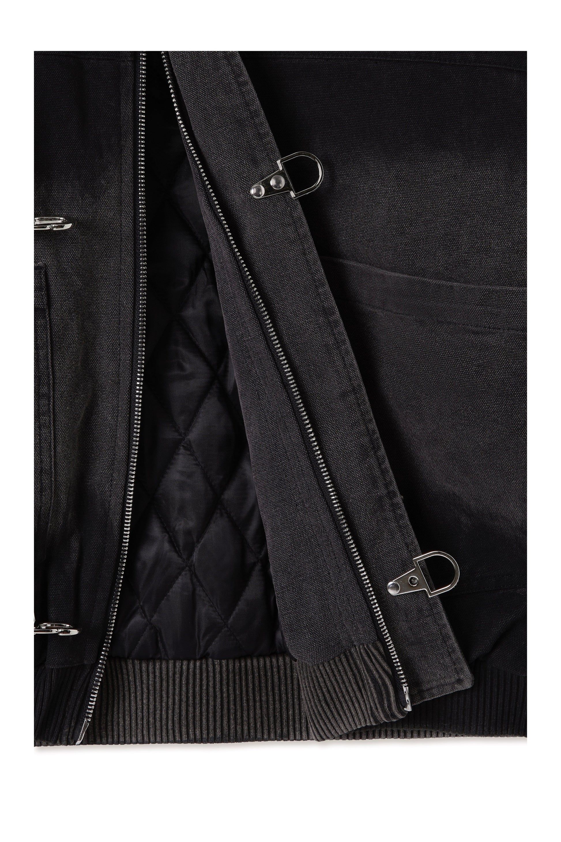 Shige Black Canvas Clasp Bomber Jacket