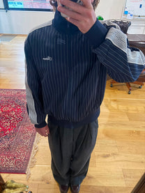 Navy Blue Pinstripe Track Jacket