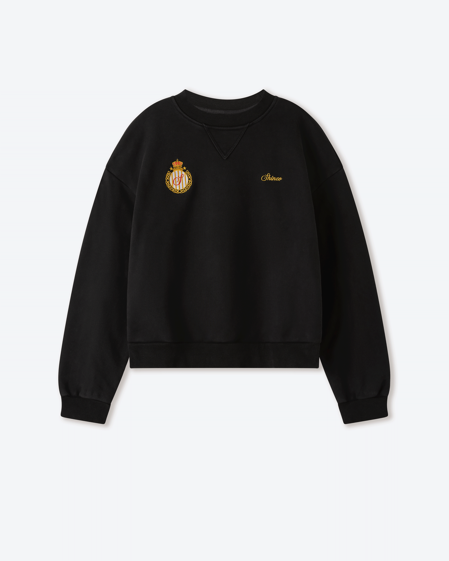 Aged Black Cotton Jersey Crewneck