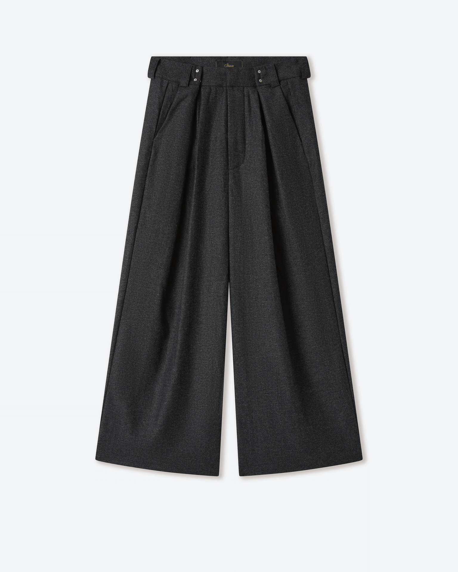 Gyokudō Aged Black Pleated Wool Trousers