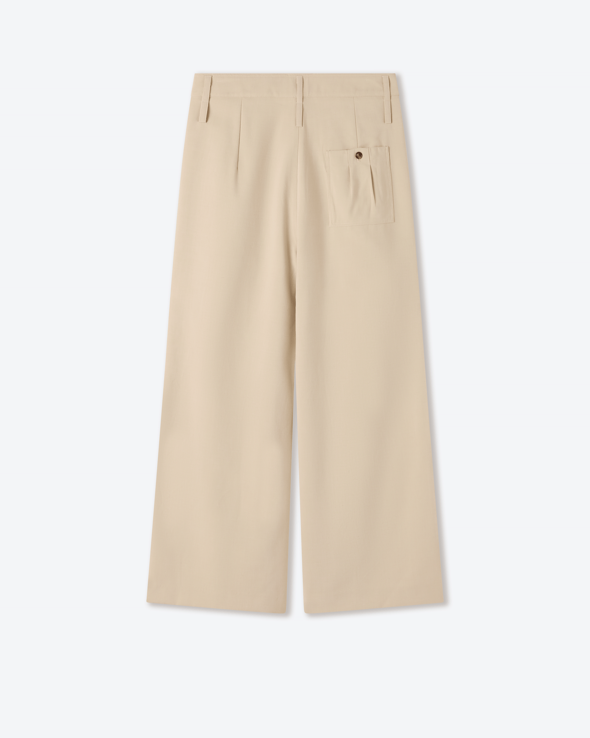 Double Waist Beige Wool Pants
