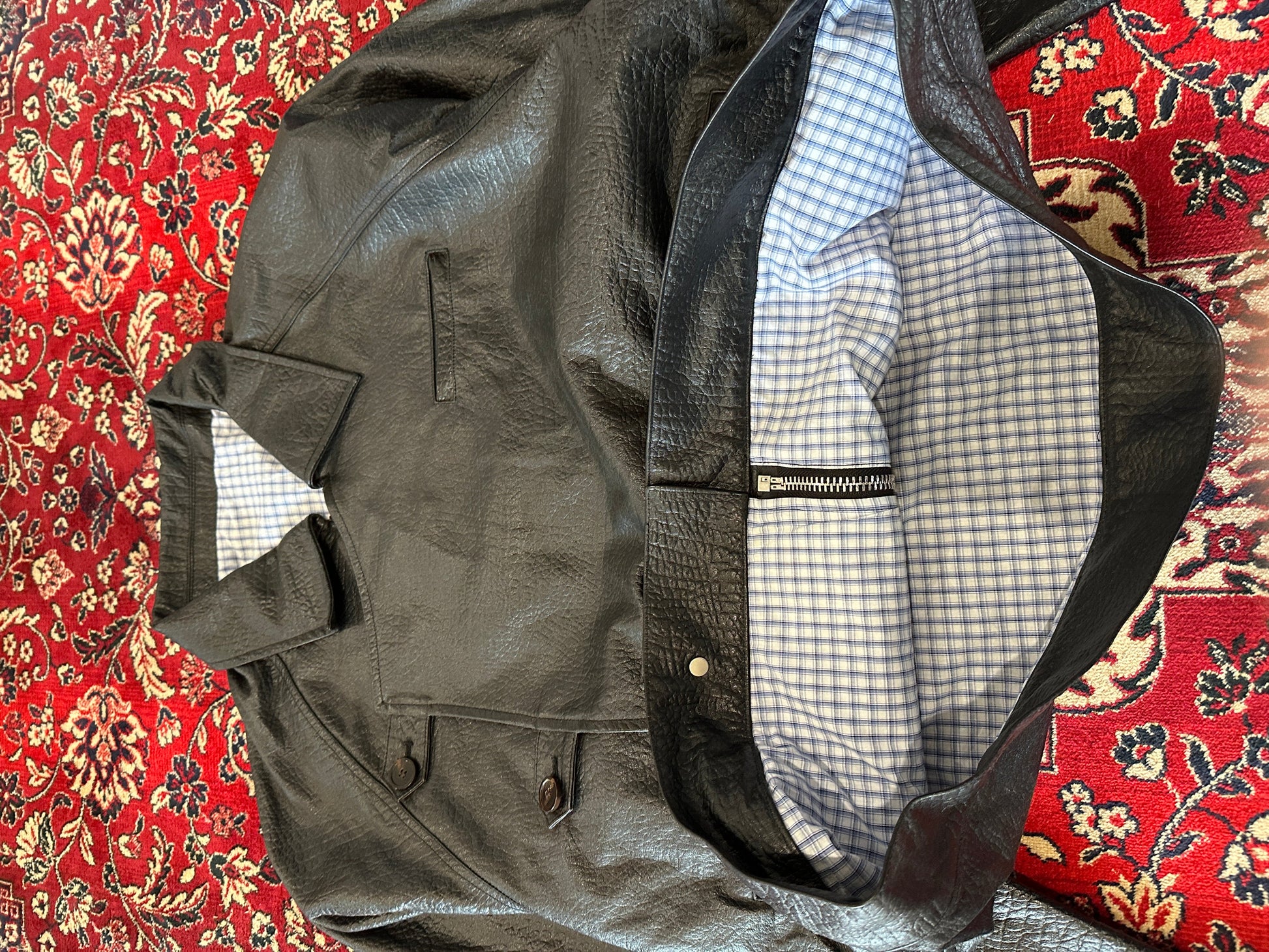 Black Leather Side Closure Jacket back