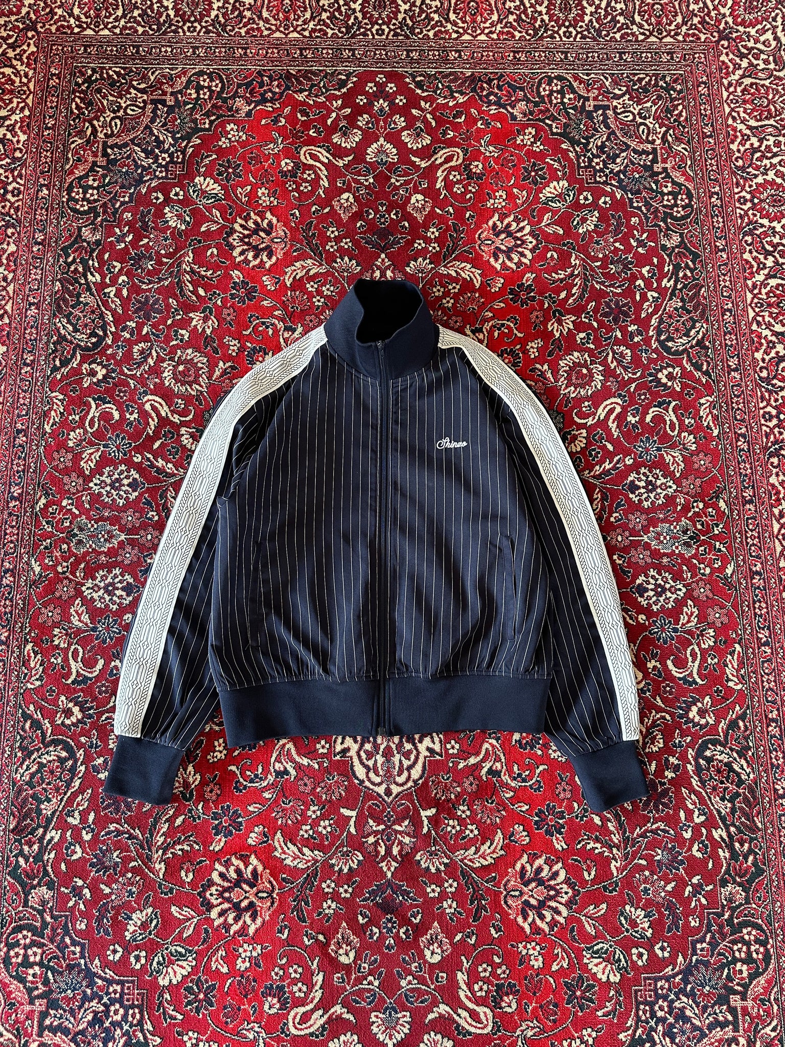 Navy Blue Pinstripe Track Jacket - IMG_6344