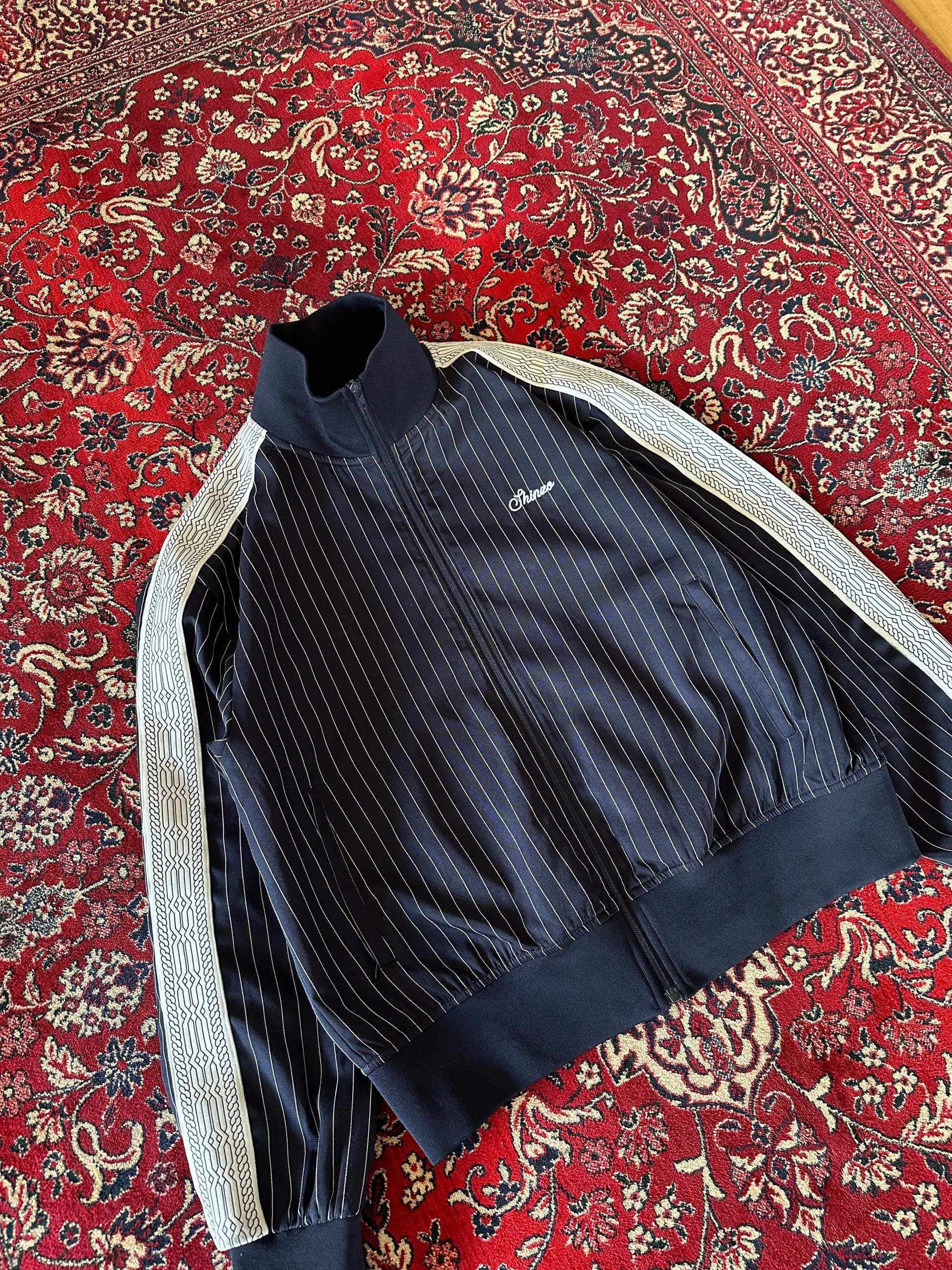 Navy Blue Pinstripe Track Jacket - IMG_6346