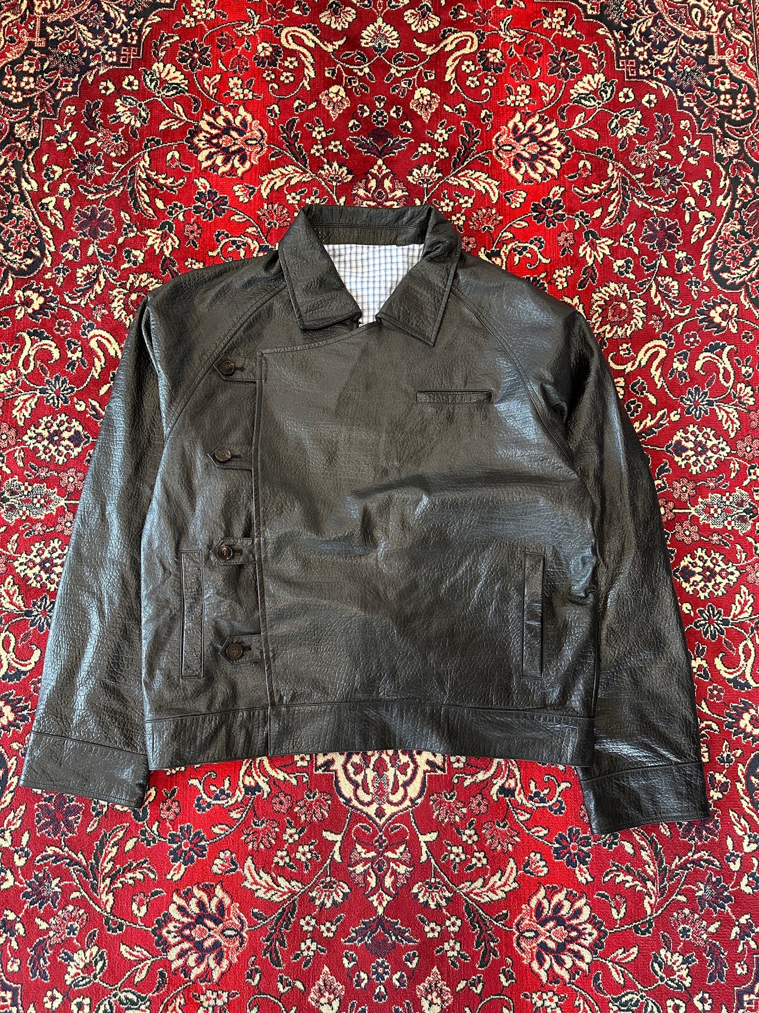 Black Leather Side Closure Jacket front