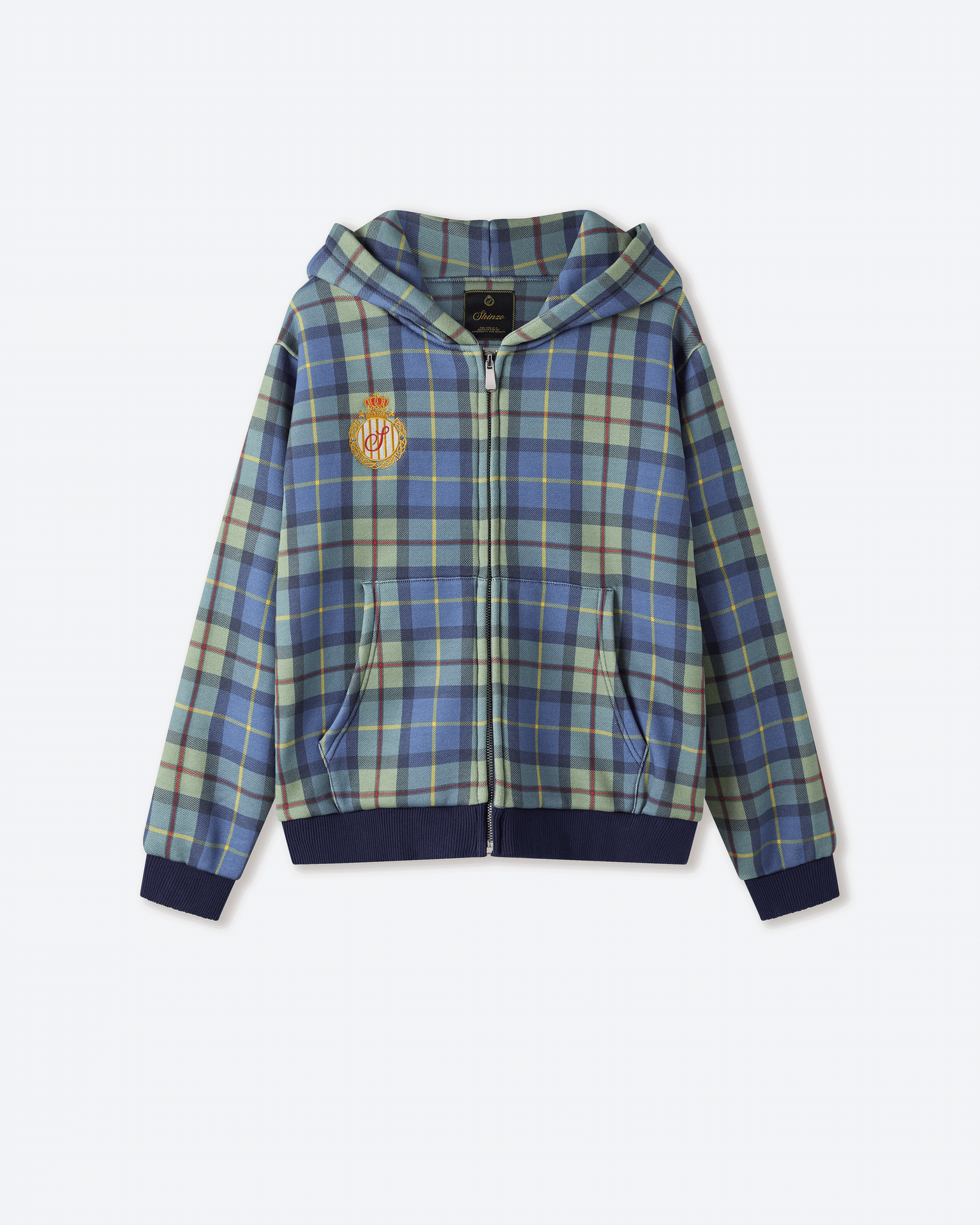 Turquoise Plaid Zip Up Hoodie